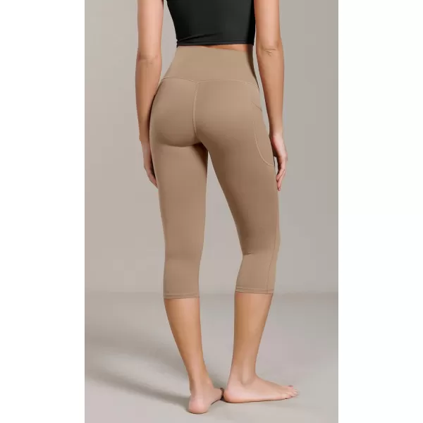 ODODOS ODCLOUD Buttery Soft Lounge Yoga Capris with Pockets for Women 14quot  19quot  21quot High Waist Capri LeggingsLight Brown