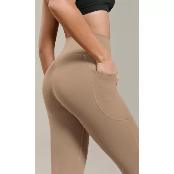 ODODOS ODCLOUD Buttery Soft Lounge Yoga Capris with Pockets for Women 14quot  19quot  21quot High Waist Capri LeggingsLight Brown