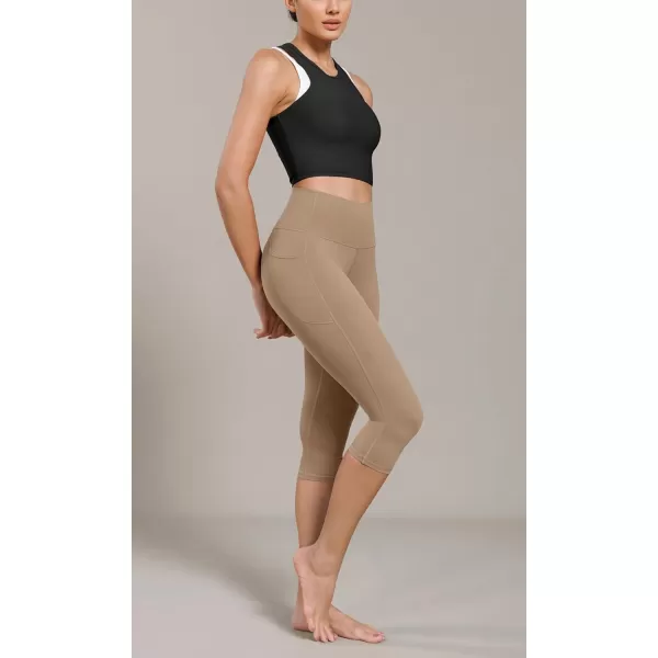 ODODOS ODCLOUD Buttery Soft Lounge Yoga Capris with Pockets for Women 14quot  19quot  21quot High Waist Capri LeggingsLight Brown