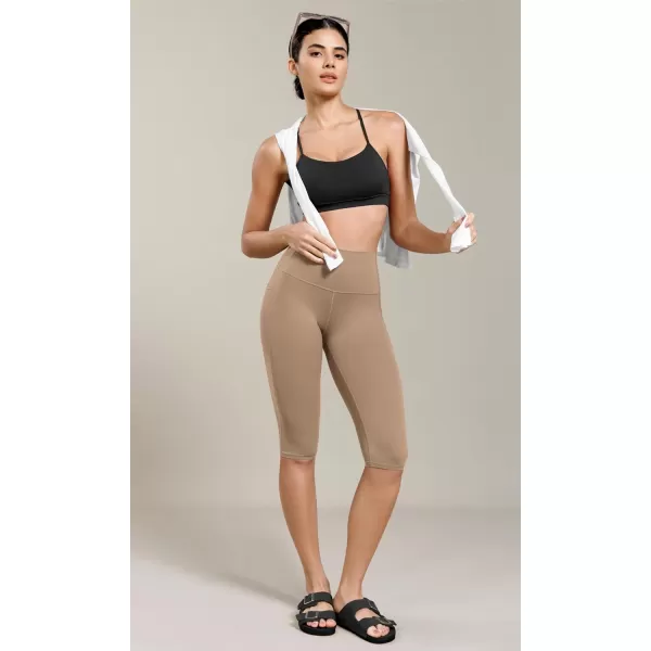 ODODOS ODCLOUD Buttery Soft Lounge Yoga Capris with Pockets for Women 14quot  19quot  21quot High Waist Capri LeggingsLight Brown