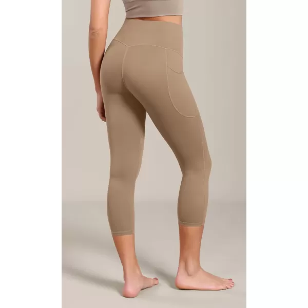 ODODOS ODCLOUD Buttery Soft Lounge Yoga Capris with Pockets for Women 14quot  19quot  21quot High Waist Capri LeggingsLight Brown