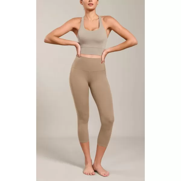 ODODOS ODCLOUD Buttery Soft Lounge Yoga Capris with Pockets for Women 14quot  19quot  21quot High Waist Capri LeggingsLight Brown