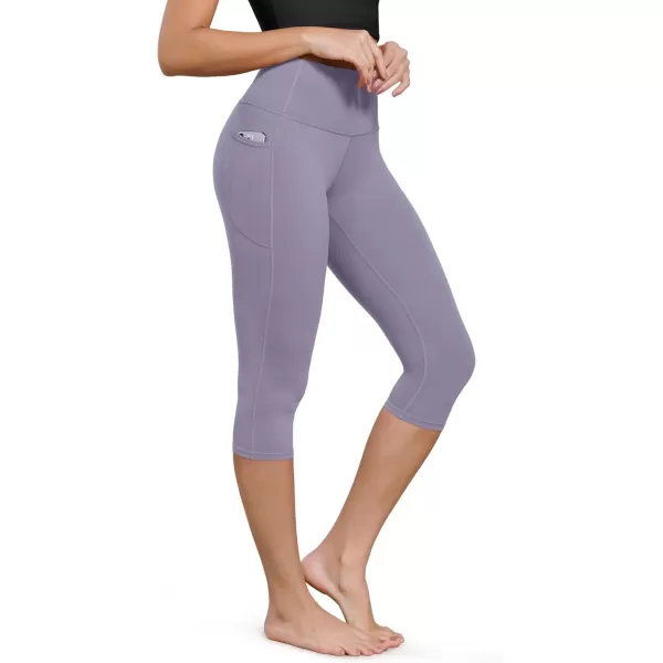 ODODOS ODCLOUD Buttery Soft Lounge Yoga Capris with Pockets for Women 14quot  19quot  21quot High Waist Capri LeggingsLilac Smoke