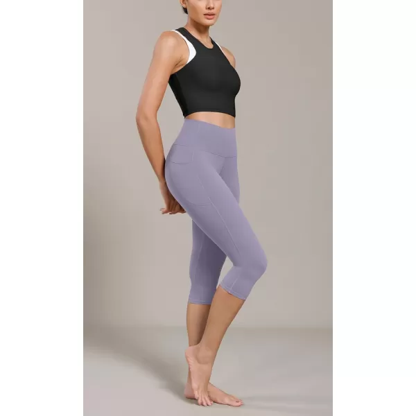 ODODOS ODCLOUD Buttery Soft Lounge Yoga Capris with Pockets for Women 14quot  19quot  21quot High Waist Capri LeggingsLilac Smoke