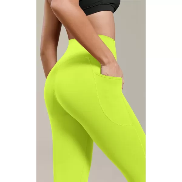 ODODOS ODCLOUD Buttery Soft Lounge Yoga Capris with Pockets for Women 14quot  19quot  21quot High Waist Capri LeggingsNeon Green