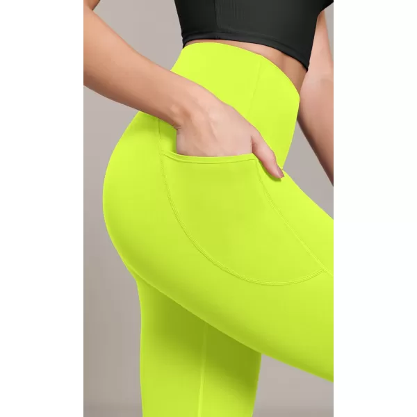 ODODOS ODCLOUD Buttery Soft Lounge Yoga Capris with Pockets for Women 14quot  19quot  21quot High Waist Capri LeggingsNeon Green