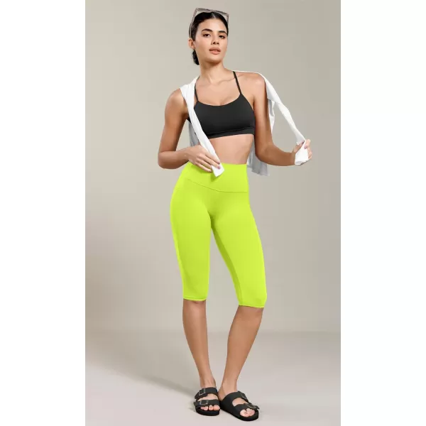 ODODOS ODCLOUD Buttery Soft Lounge Yoga Capris with Pockets for Women 14quot  19quot  21quot High Waist Capri LeggingsNeon Green