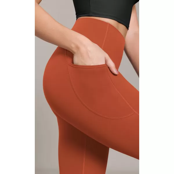 ODODOS ODCLOUD Buttery Soft Lounge Yoga Capris with Pockets for Women 14quot  19quot  21quot High Waist Capri LeggingsOrange Rust