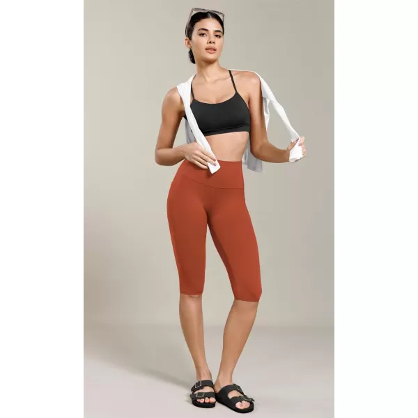 ODODOS ODCLOUD Buttery Soft Lounge Yoga Capris with Pockets for Women 14quot  19quot  21quot High Waist Capri LeggingsOrange Rust