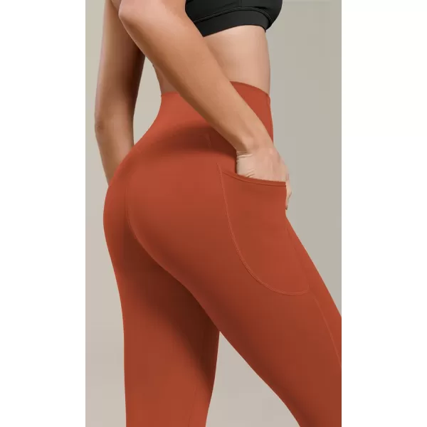 ODODOS ODCLOUD Buttery Soft Lounge Yoga Capris with Pockets for Women 14quot  19quot  21quot High Waist Capri LeggingsOrange Rust