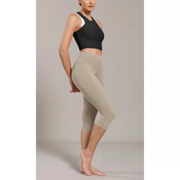 ODODOS ODCLOUD Buttery Soft Lounge Yoga Capris with Pockets for Women 14quot  19quot  21quot High Waist Capri LeggingsShaker Beige
