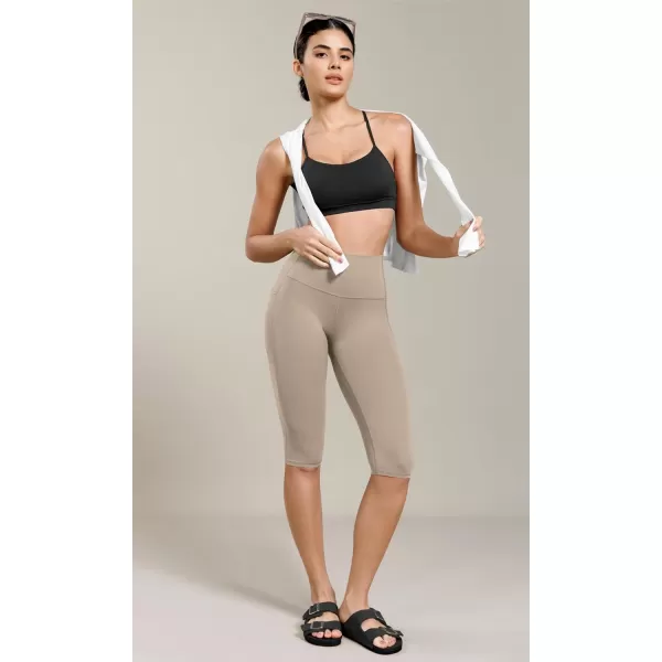 ODODOS ODCLOUD Buttery Soft Lounge Yoga Capris with Pockets for Women 14quot  19quot  21quot High Waist Capri LeggingsShaker Beige