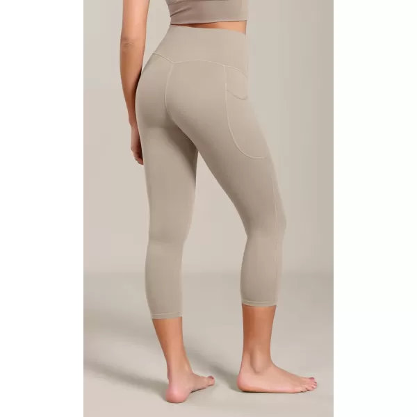 ODODOS ODCLOUD Buttery Soft Lounge Yoga Capris with Pockets for Women 14quot  19quot  21quot High Waist Capri LeggingsShaker Beige