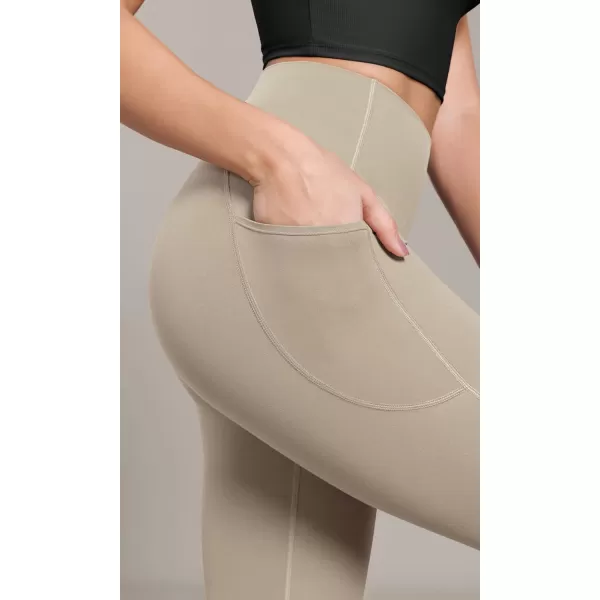 ODODOS ODCLOUD Buttery Soft Lounge Yoga Capris with Pockets for Women 14quot  19quot  21quot High Waist Capri LeggingsShaker Beige