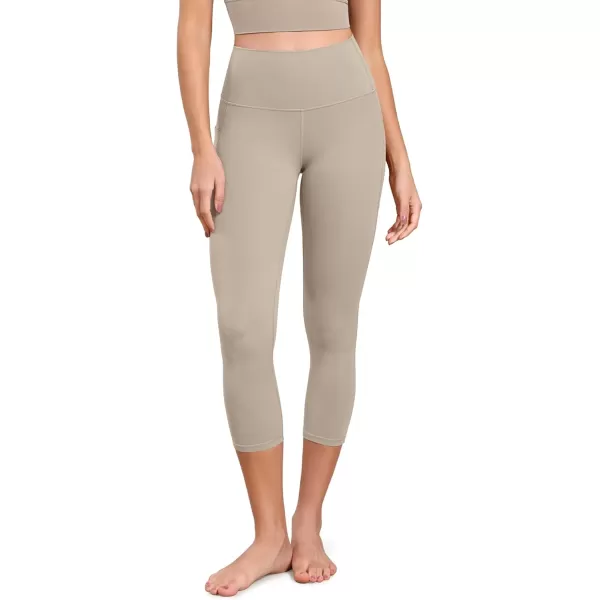 ODODOS ODCLOUD Buttery Soft Lounge Yoga Capris with Pockets for Women 14quot  19quot  21quot High Waist Capri LeggingsShaker Beige
