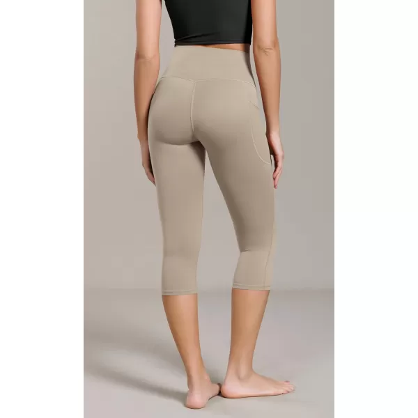 ODODOS ODCLOUD Buttery Soft Lounge Yoga Capris with Pockets for Women 14quot  19quot  21quot High Waist Capri LeggingsShaker Beige