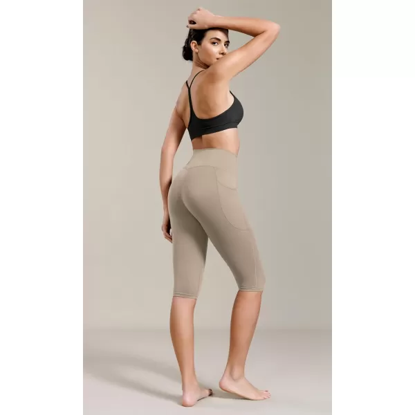 ODODOS ODCLOUD Buttery Soft Lounge Yoga Capris with Pockets for Women 14quot  19quot  21quot High Waist Capri LeggingsShaker Beige
