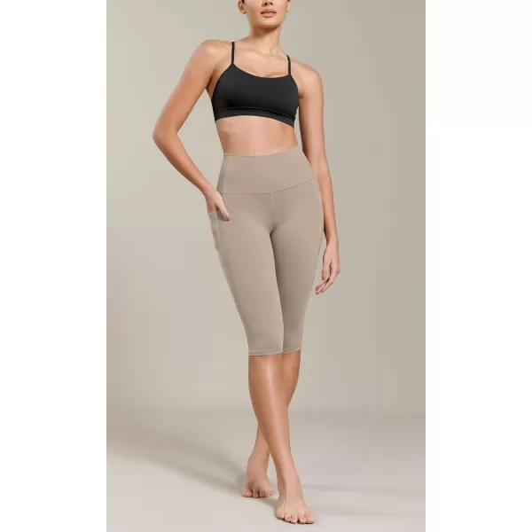 ODODOS ODCLOUD Buttery Soft Lounge Yoga Capris with Pockets for Women 14quot  19quot  21quot High Waist Capri LeggingsShaker Beige