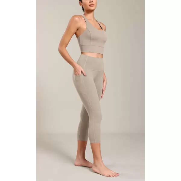 ODODOS ODCLOUD Buttery Soft Lounge Yoga Capris with Pockets for Women 14quot  19quot  21quot High Waist Capri LeggingsShaker Beige