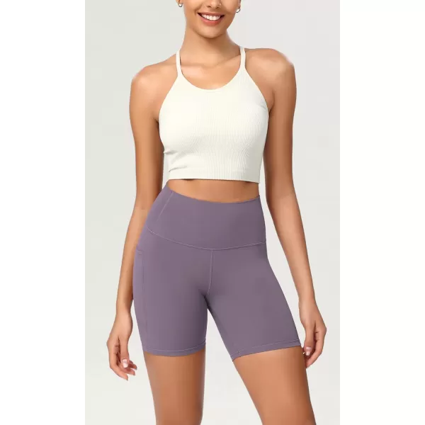 ODODOS ODCLOUD Womens High Waist Lounge Yoga Shorts with Pockets 4quot6quot8quot10quot Buttery Soft Biker ShortsAsh Violet