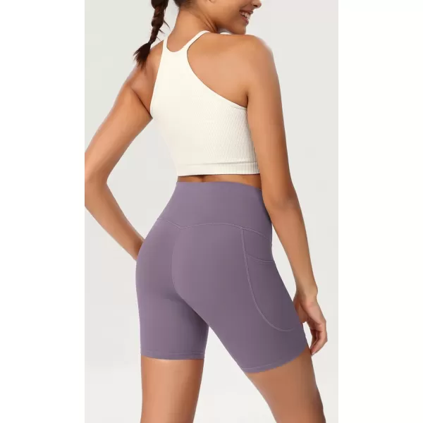 ODODOS ODCLOUD Womens High Waist Lounge Yoga Shorts with Pockets 4quot6quot8quot10quot Buttery Soft Biker ShortsAsh Violet