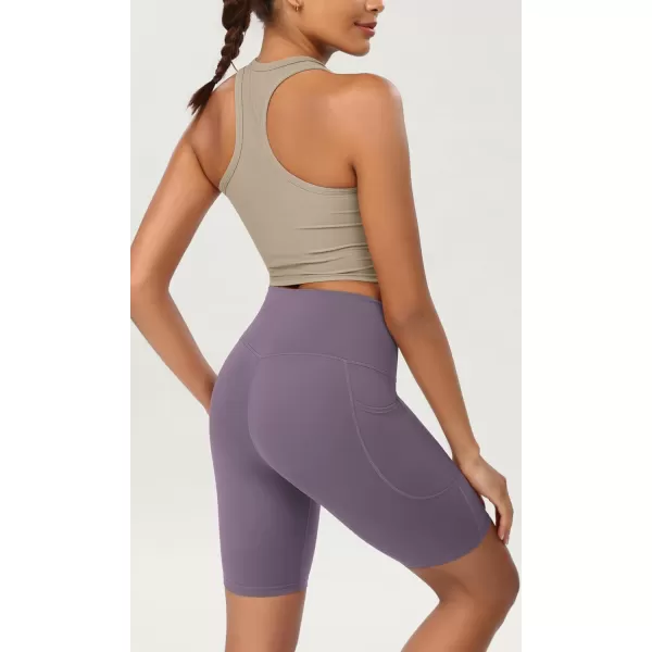 ODODOS ODCLOUD Womens High Waist Lounge Yoga Shorts with Pockets 4quot6quot8quot10quot Buttery Soft Biker ShortsAsh Violet