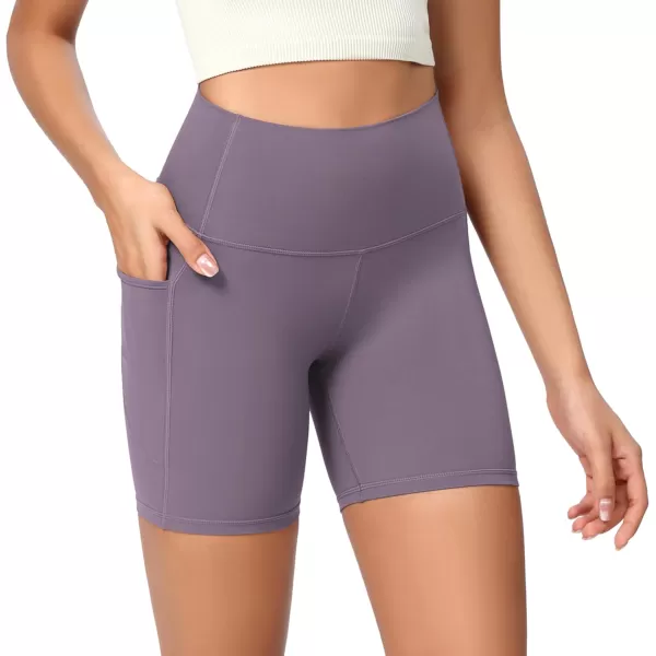 ODODOS ODCLOUD Womens High Waist Lounge Yoga Shorts with Pockets 4quot6quot8quot10quot Buttery Soft Biker ShortsAsh Violet