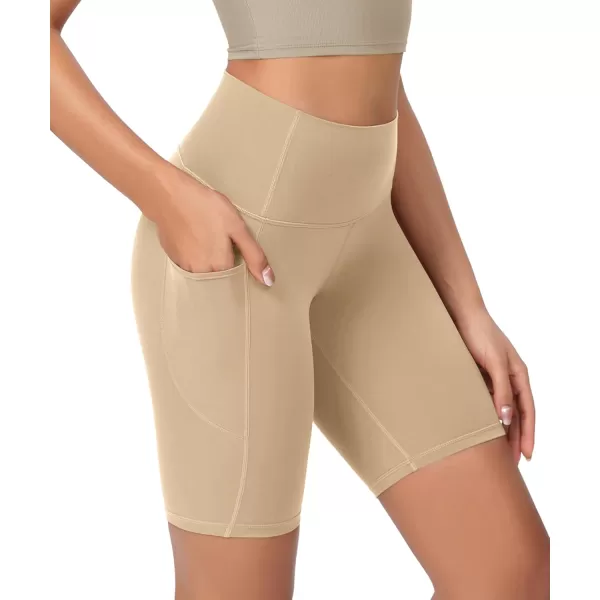 ODODOS ODCLOUD Womens High Waist Lounge Yoga Shorts with Pockets 4quot6quot8quot10quot Buttery Soft Biker ShortsBeige