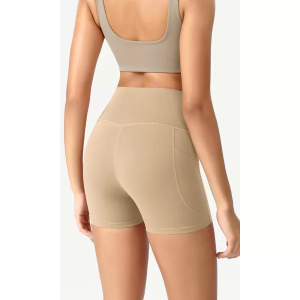 ODODOS ODCLOUD Womens High Waist Lounge Yoga Shorts with Pockets 4quot6quot8quot10quot Buttery Soft Biker ShortsBeige