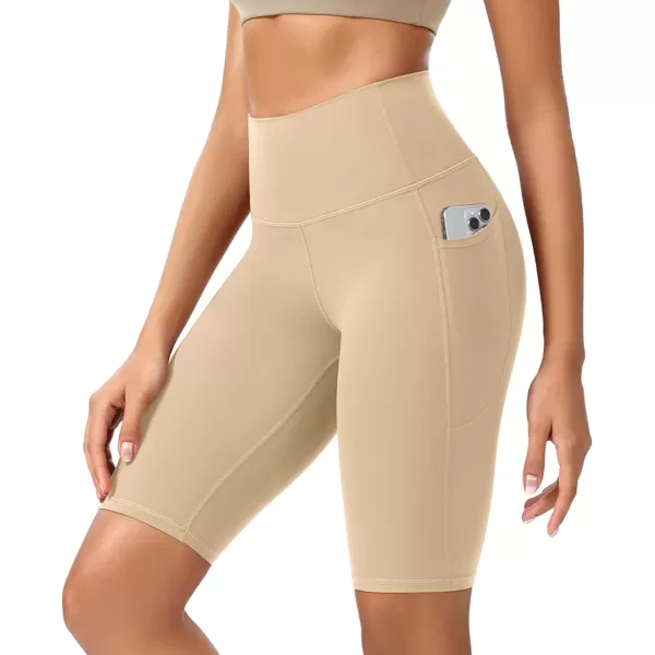 ODODOS ODCLOUD Womens High Waist Lounge Yoga Shorts with Pockets 4quot6quot8quot10quot Buttery Soft Biker ShortsBeige