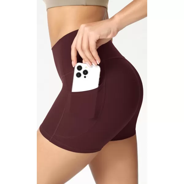 ODODOS ODCLOUD Womens High Waist Lounge Yoga Shorts with Pockets 4quot6quot8quot10quot Buttery Soft Biker ShortsBurgundy