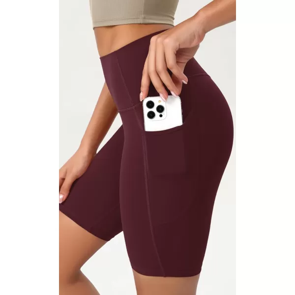 ODODOS ODCLOUD Womens High Waist Lounge Yoga Shorts with Pockets 4quot6quot8quot10quot Buttery Soft Biker ShortsBurgundy
