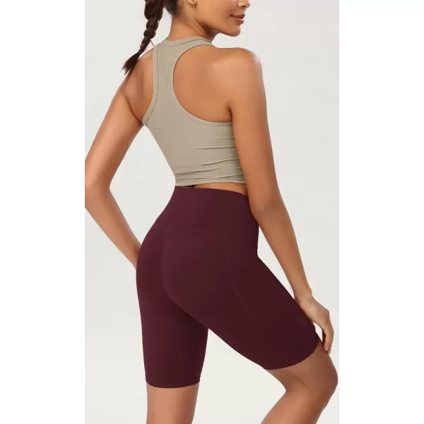 ODODOS ODCLOUD Womens High Waist Lounge Yoga Shorts with Pockets 4quot6quot8quot10quot Buttery Soft Biker ShortsBurgundy