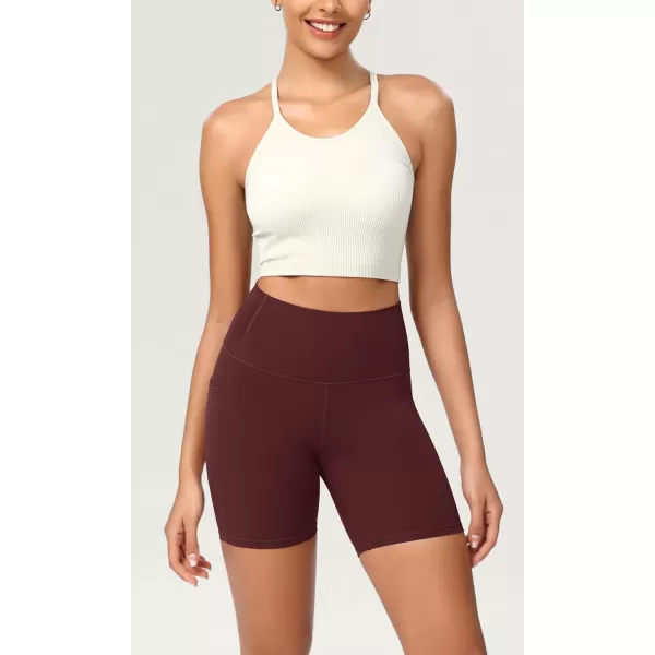 ODODOS ODCLOUD Womens High Waist Lounge Yoga Shorts with Pockets 4quot6quot8quot10quot Buttery Soft Biker ShortsBurgundy