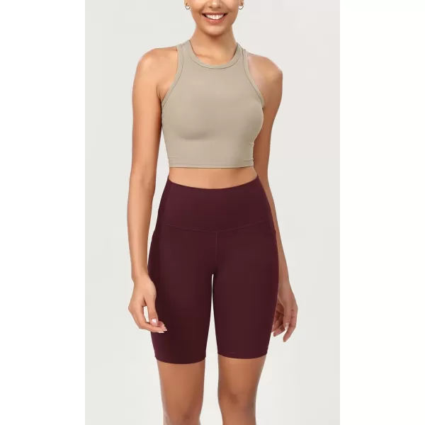 ODODOS ODCLOUD Womens High Waist Lounge Yoga Shorts with Pockets 4quot6quot8quot10quot Buttery Soft Biker ShortsBurgundy