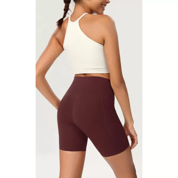 ODODOS ODCLOUD Womens High Waist Lounge Yoga Shorts with Pockets 4quot6quot8quot10quot Buttery Soft Biker ShortsBurgundy