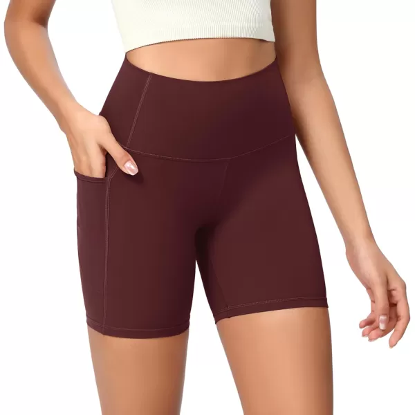 ODODOS ODCLOUD Womens High Waist Lounge Yoga Shorts with Pockets 4quot6quot8quot10quot Buttery Soft Biker ShortsBurgundy