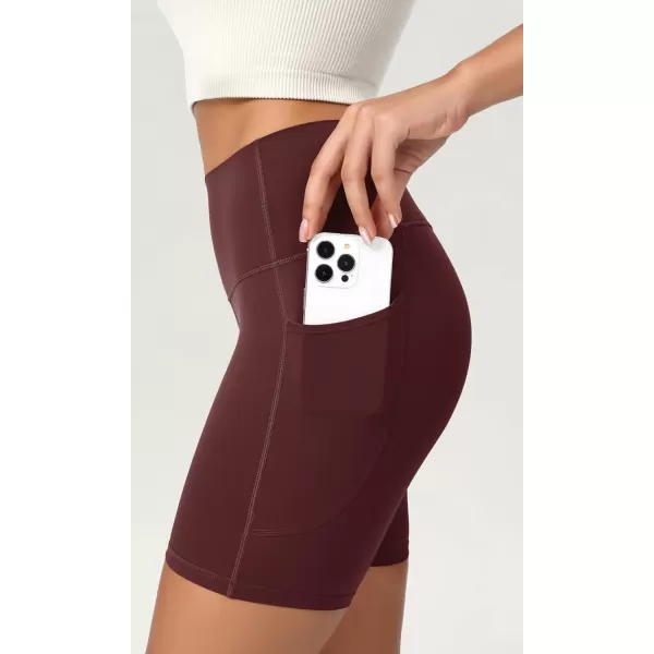 ODODOS ODCLOUD Womens High Waist Lounge Yoga Shorts with Pockets 4quot6quot8quot10quot Buttery Soft Biker ShortsBurgundy
