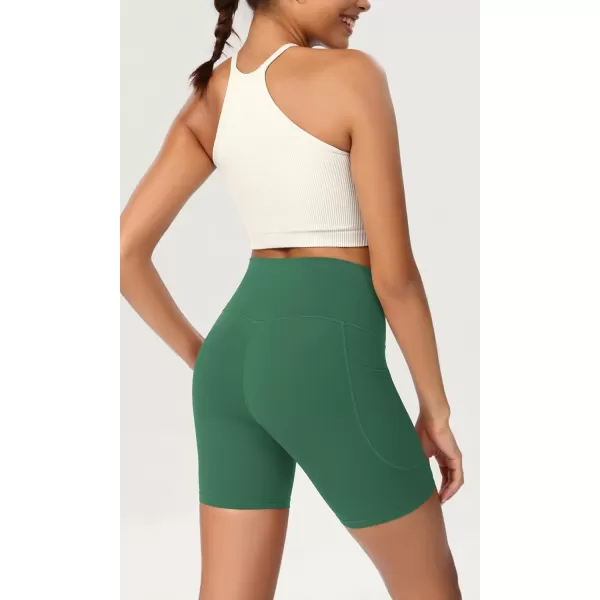 ODODOS ODCLOUD Womens High Waist Lounge Yoga Shorts with Pockets 4quot6quot8quot10quot Buttery Soft Biker ShortsDark Green