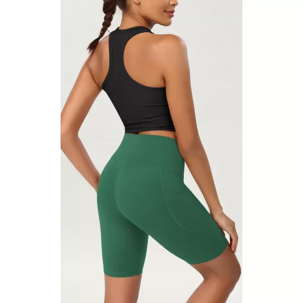 ODODOS ODCLOUD Womens High Waist Lounge Yoga Shorts with Pockets 4quot6quot8quot10quot Buttery Soft Biker ShortsDark Green