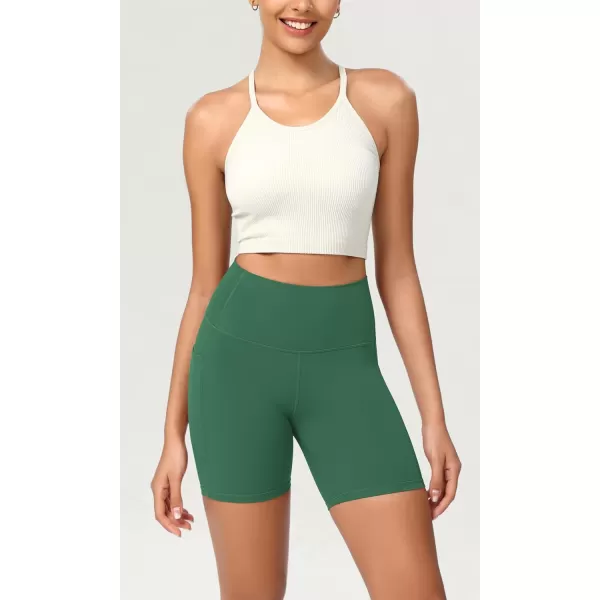 ODODOS ODCLOUD Womens High Waist Lounge Yoga Shorts with Pockets 4quot6quot8quot10quot Buttery Soft Biker ShortsDark Green