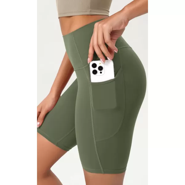 ODODOS ODCLOUD Womens High Waist Lounge Yoga Shorts with Pockets 4quot6quot8quot10quot Buttery Soft Biker ShortsDark Olive