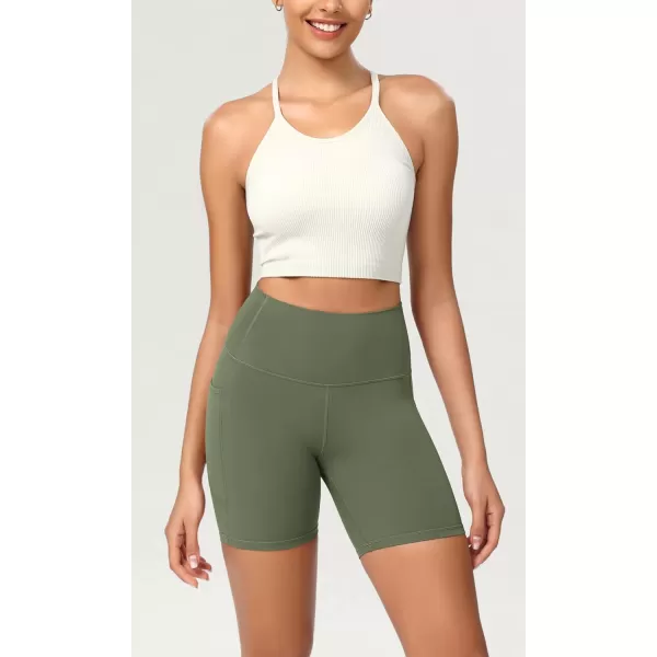 ODODOS ODCLOUD Womens High Waist Lounge Yoga Shorts with Pockets 4quot6quot8quot10quot Buttery Soft Biker ShortsDark Olive