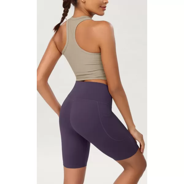 ODODOS ODCLOUD Womens High Waist Lounge Yoga Shorts with Pockets 4quot6quot8quot10quot Buttery Soft Biker ShortsDark Purple