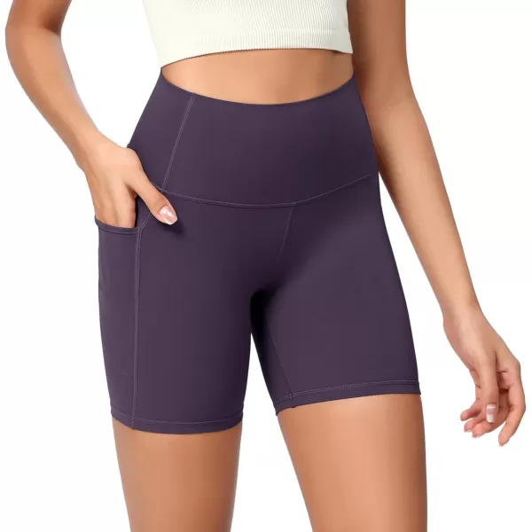 ODODOS ODCLOUD Womens High Waist Lounge Yoga Shorts with Pockets 4quot6quot8quot10quot Buttery Soft Biker ShortsDark Purple