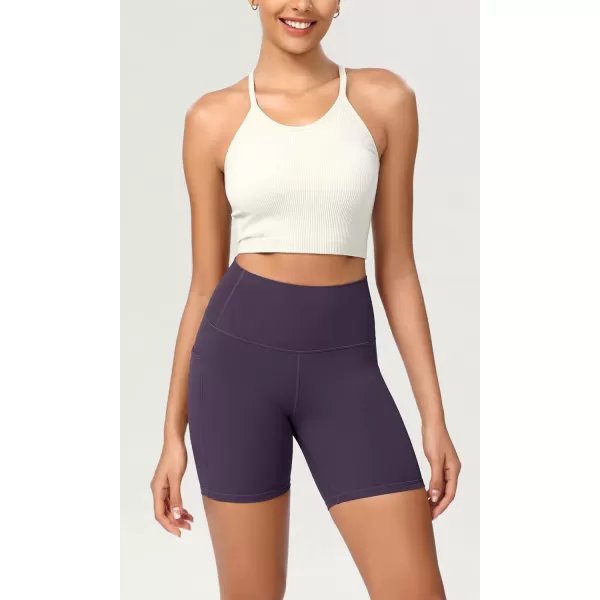 ODODOS ODCLOUD Womens High Waist Lounge Yoga Shorts with Pockets 4quot6quot8quot10quot Buttery Soft Biker ShortsDark Purple