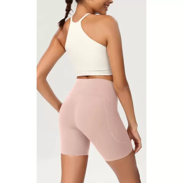 ODODOS ODCLOUD Womens High Waist Lounge Yoga Shorts with Pockets 4quot6quot8quot10quot Buttery Soft Biker ShortsDusty Pink