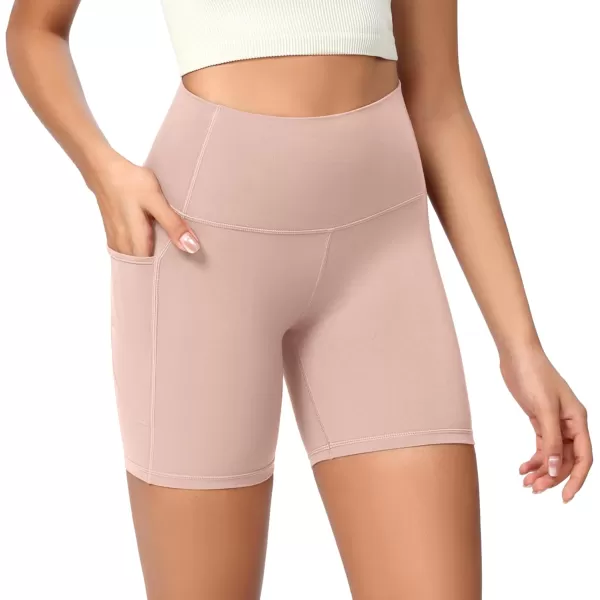 ODODOS ODCLOUD Womens High Waist Lounge Yoga Shorts with Pockets 4quot6quot8quot10quot Buttery Soft Biker ShortsDusty Pink