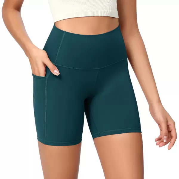 ODODOS ODCLOUD Womens High Waist Lounge Yoga Shorts with Pockets 4quot6quot8quot10quot Buttery Soft Biker ShortsForest Teal