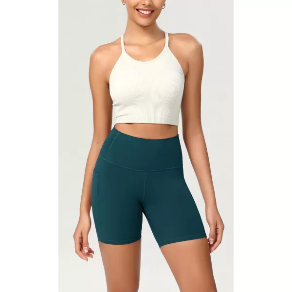 ODODOS ODCLOUD Womens High Waist Lounge Yoga Shorts with Pockets 4quot6quot8quot10quot Buttery Soft Biker ShortsForest Teal